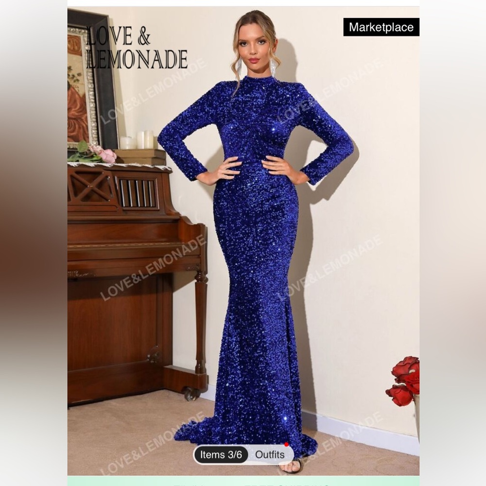 Blue sequins dress